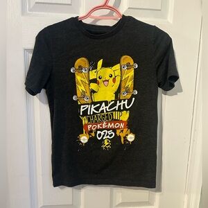 Pokemon Pikachu skateboarding tee short sleeve anime character crew neck tshirt